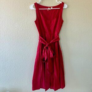 Vintage Anthropologie Maeve Dress Red Fit/Flare Cotton Shell Silk Lining Size 2